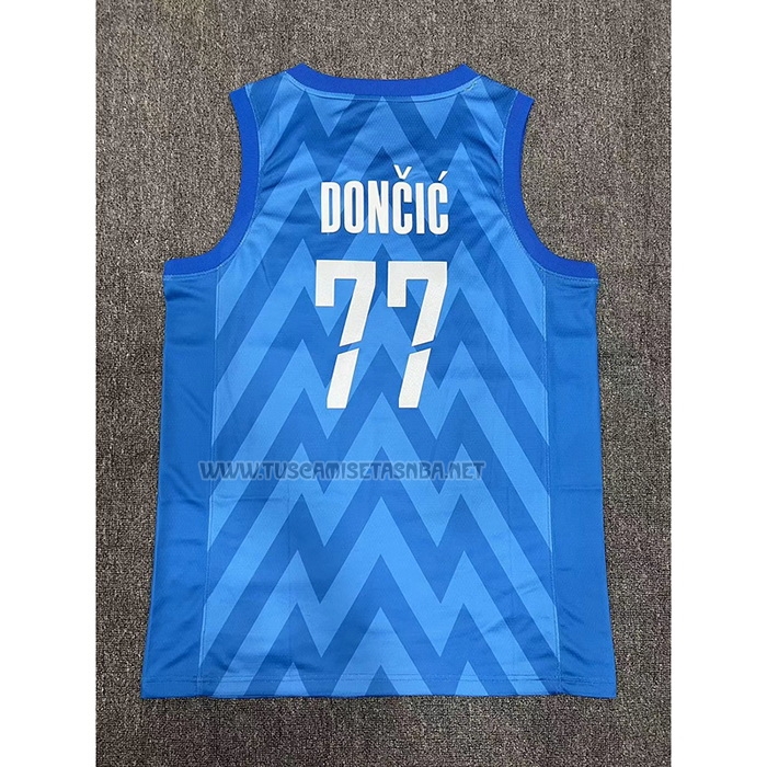 Camiseta Luka Doncic NO 77 Slovenia Segunda Azul